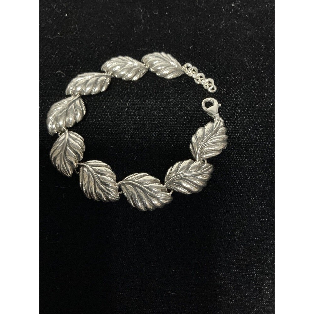 Sterling Silver 925 LT Thailand Bracelet, 9 Floral Leaf, Adjustable, 7.5-8.0”